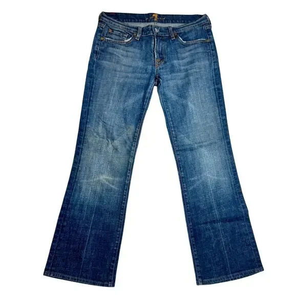 7 For All Mankind Bootcut Jeans Mid Rise Women’s 29 Denim USA Y2K Retro Preppy - Picture 3 of 16